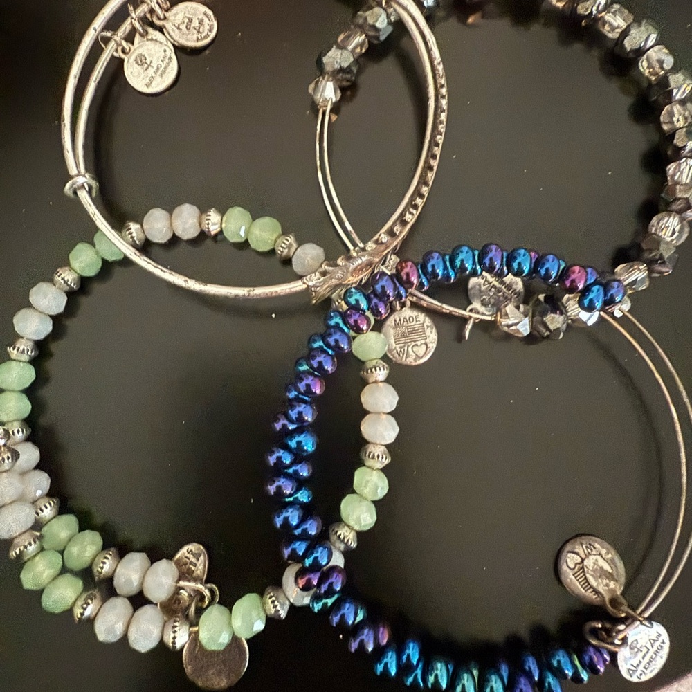 Alex and Ani Blue and Green Beaded Bracelet